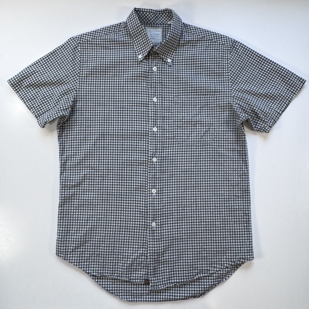 BILLY REID Short Sleeve Button Down Shirt Check Mens Medium Standard Cut Blue